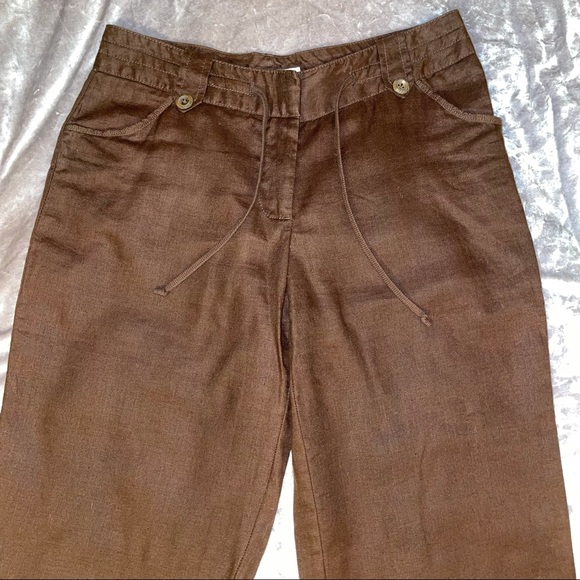 Merona Brown Linen Wide Leg Capri Pants - Picture 2 of 4